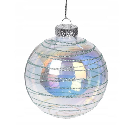 5" Acrylic Ball Ornament with Pink Glitter Swirls 053858