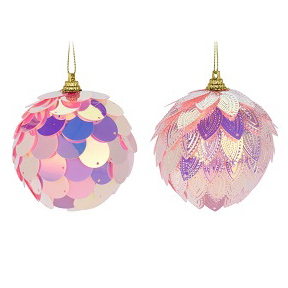 3" Pink Reflective Ball Ornament w/ Scales 053865
