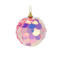3" Pink Reflective Ball Ornament w/ Scales 053865