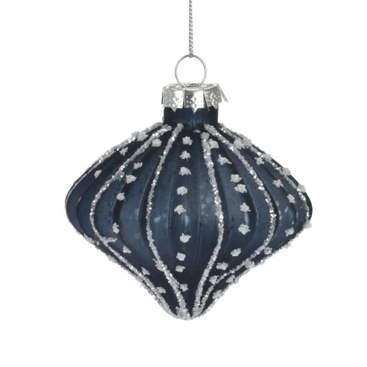 3" Glass Grey Onion Finial w/ Glitter Ornament 054163