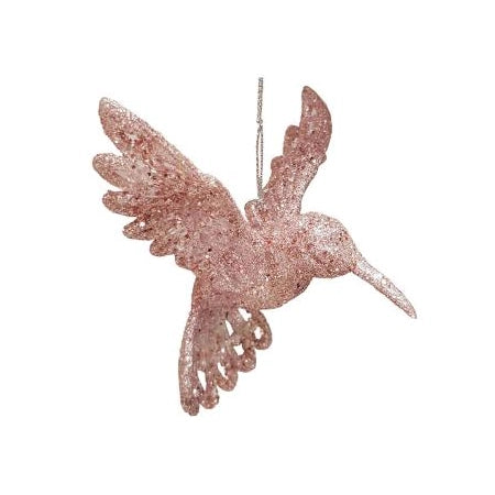 6" Acrylic Pink Glitter Hummingbird Ornament 054053