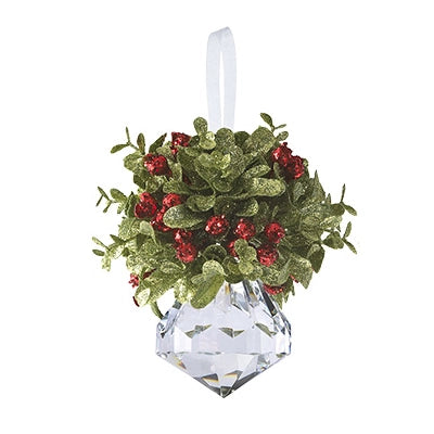 3" Crystal Kiss Ball Ornament w/ Mistletoe 240828