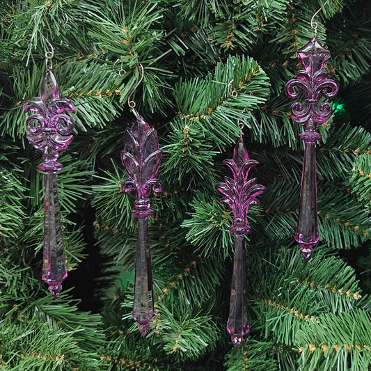 4.5" Purple Acrylic Fleur De Lis Ornaments 5183017