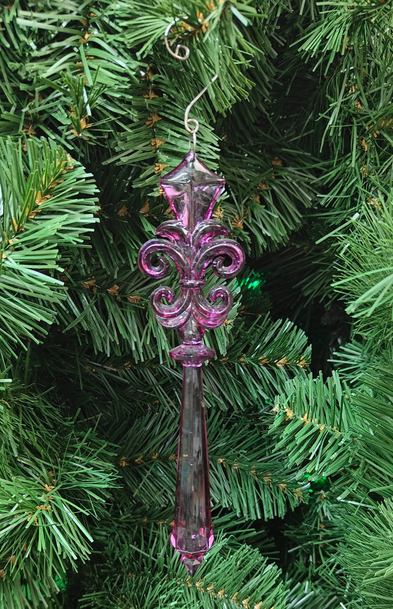 4.5" Purple Acrylic Fleur De Lis Ornaments 5183017