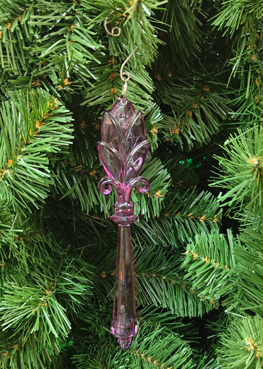 4.5" Purple Acrylic Fleur De Lis Ornaments 5183017
