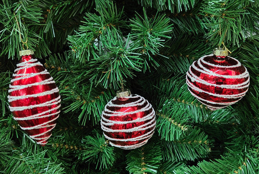 Glass Red Ball, Finial & Top with Glitter Swirl Ornament 644896