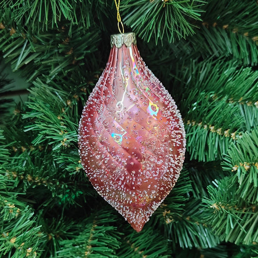 7" Pink Glass Spiral Finial Ornament w/ Bubbles 68157000000
