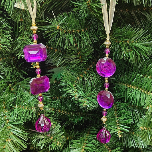 7" Purple Acrylic Rectangular & Circular Drop Ornaments 79.00010