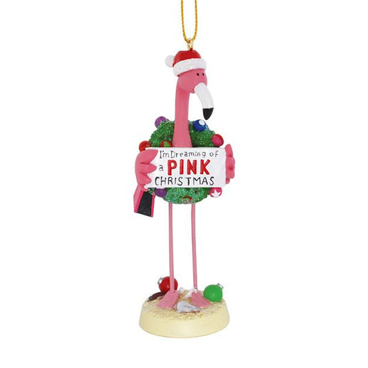 Flamingo Dreaming of a Pink Christmas Ornament 861-33