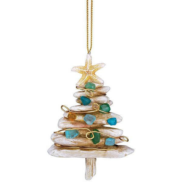 Faux Driftwood Tree With Sea Glass Ornament 877-16