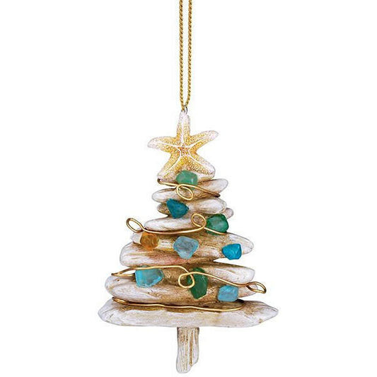 Faux Driftwood Tree With Sea Glass Ornament 877-16
