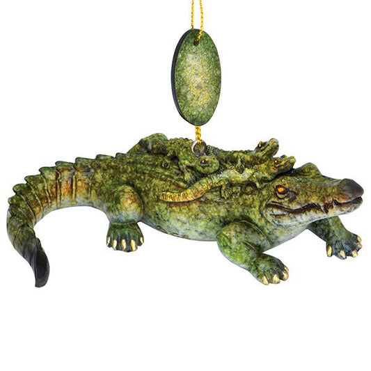 Gator w/ 3 Baby's on Her Back Ornament 878-37