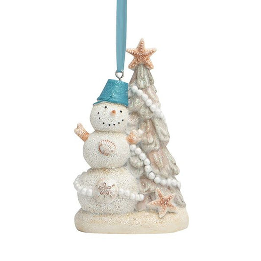 Beachy Snowman with Christmas Tree Ornament 879-50