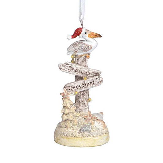 Seasons Greetings Pelican (w/ Lights) Ornament 879-51