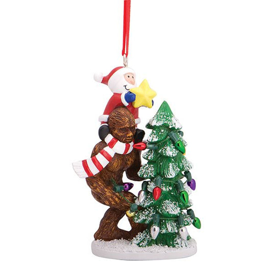 Santa & Big Foots Decorating Christmas Tree Ornament 880-64