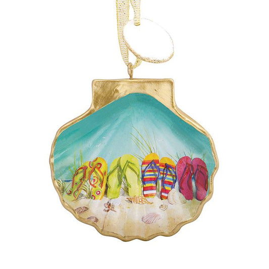 Sea Shell w/ Sandals on the Beach Decorative Ornament 880-67