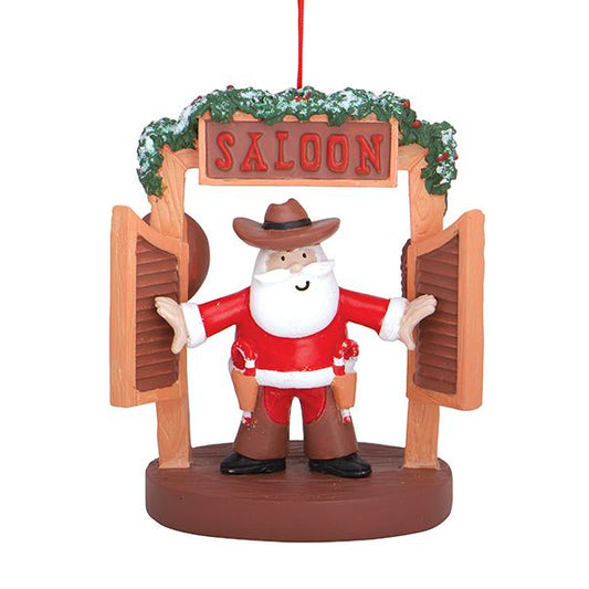 Santa walking into a Saloon Ornament 880-72