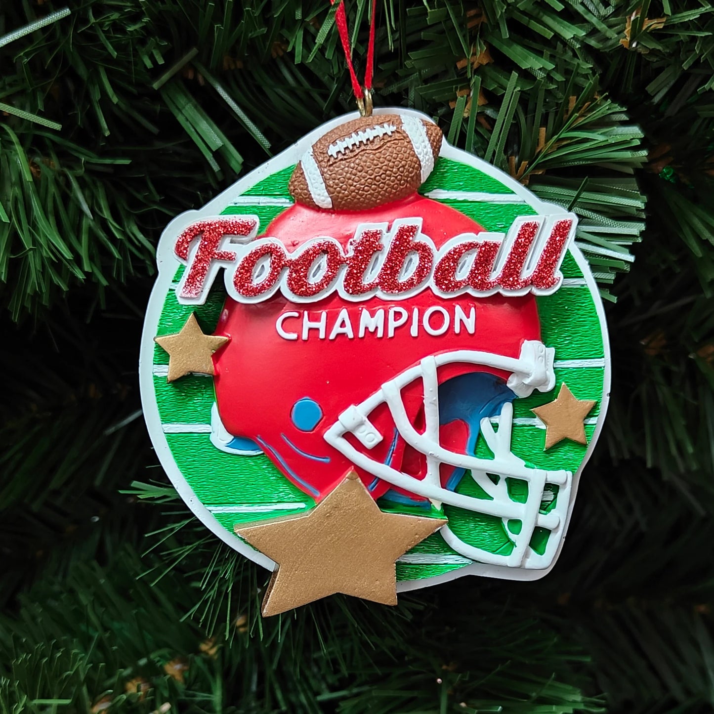 Football Champion Ball & Helment Ornament A1915