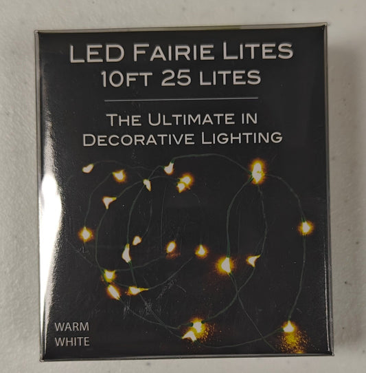 Warm White LED Lighted Fairy Lights, 10ft 25 Lights (Warm White) BAT0322WW