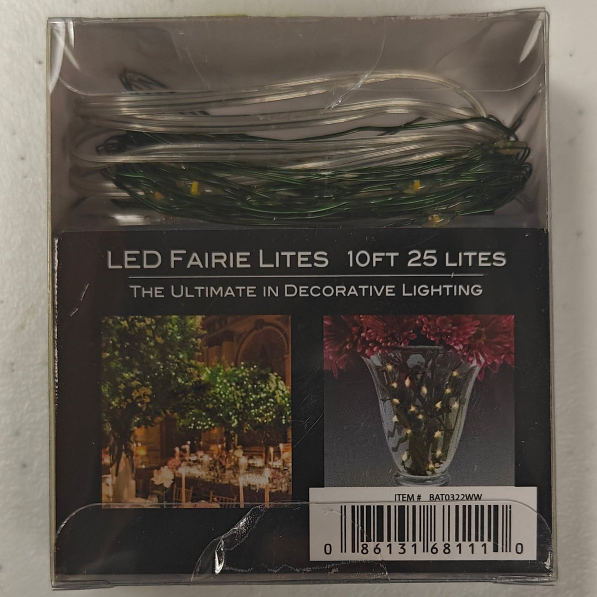 Warm White LED Lighted Fairy Lights, 10ft 25 Lights (Warm White) BAT0322WW