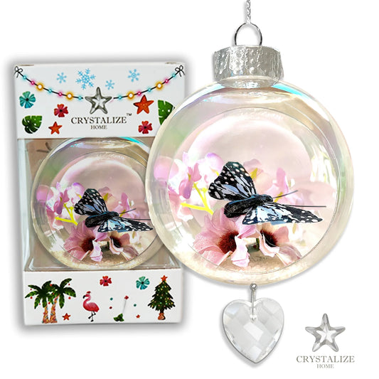 Butterfly Blue Plastic Ornament with Magnetic Crystal 3"x7" AF336