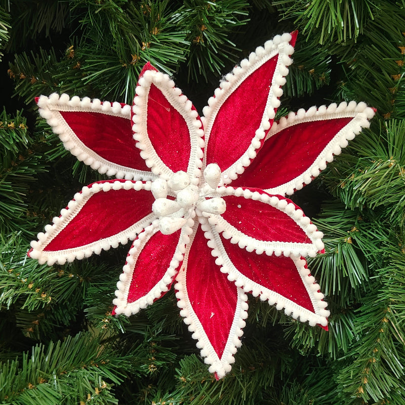 Red Velvet Poinsettia w/White Accents C0340