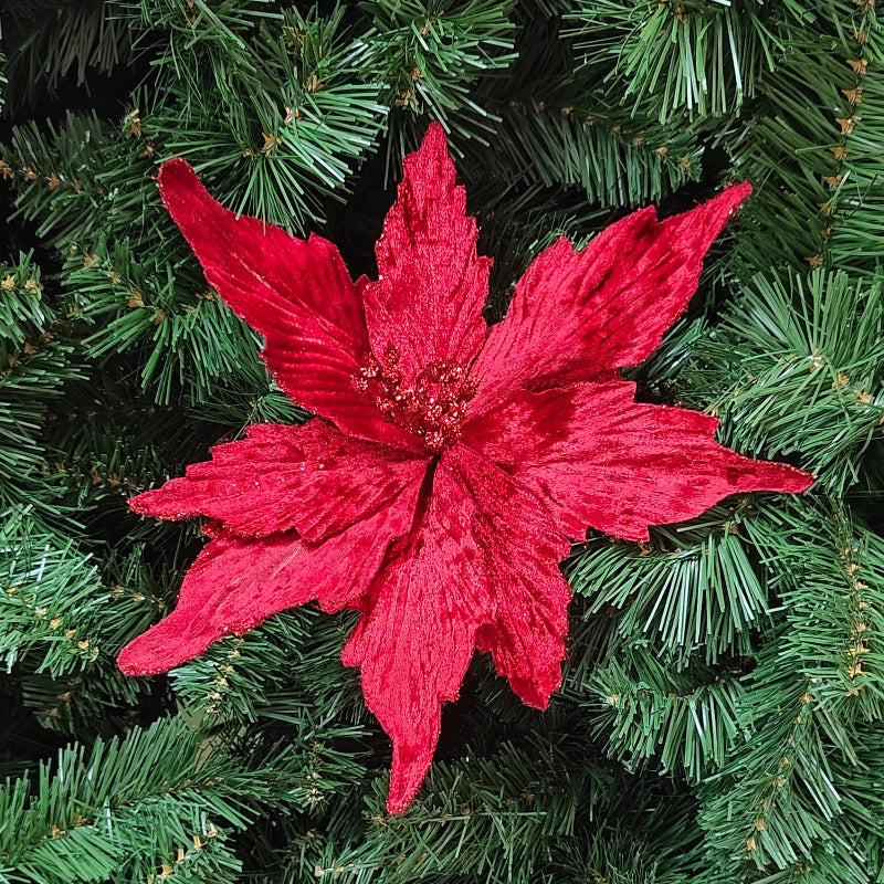 Red Poinsettia w/ Glitter Accents C0403