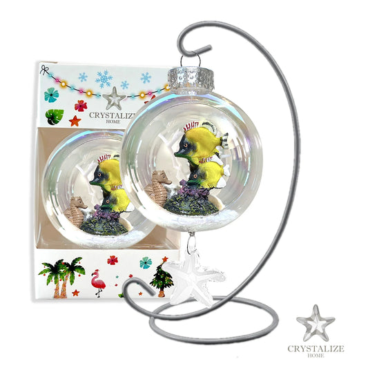 Fishes Plastic Ornament with Magnetic Crystal 3"x7" AF310