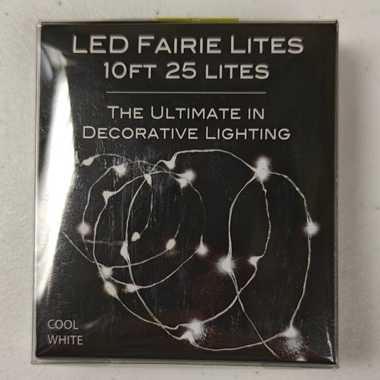 Cool White LED Lighted Fairy Lights, 10ft 25 Lights H1336CW