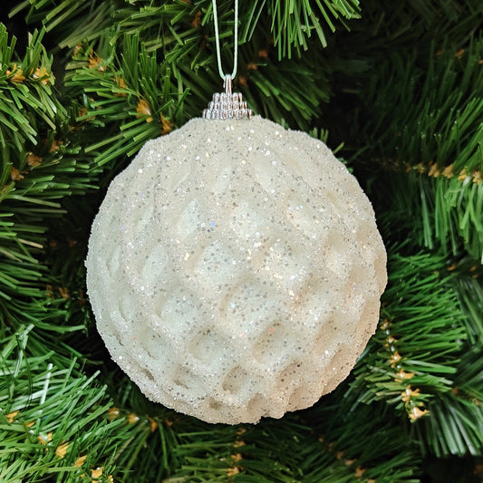 5" Foam White Glitter Net Design Ornament MTX54304