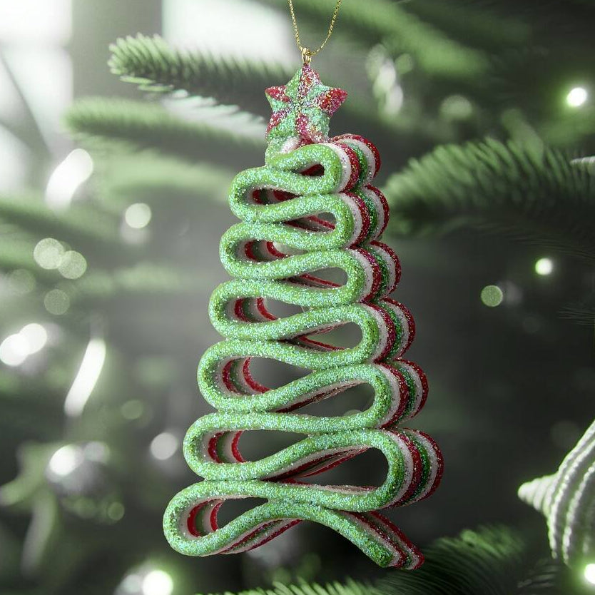 5" Green, Red & White Acrylic Ribbon Candy Christmas Tree Ornament MTX67924