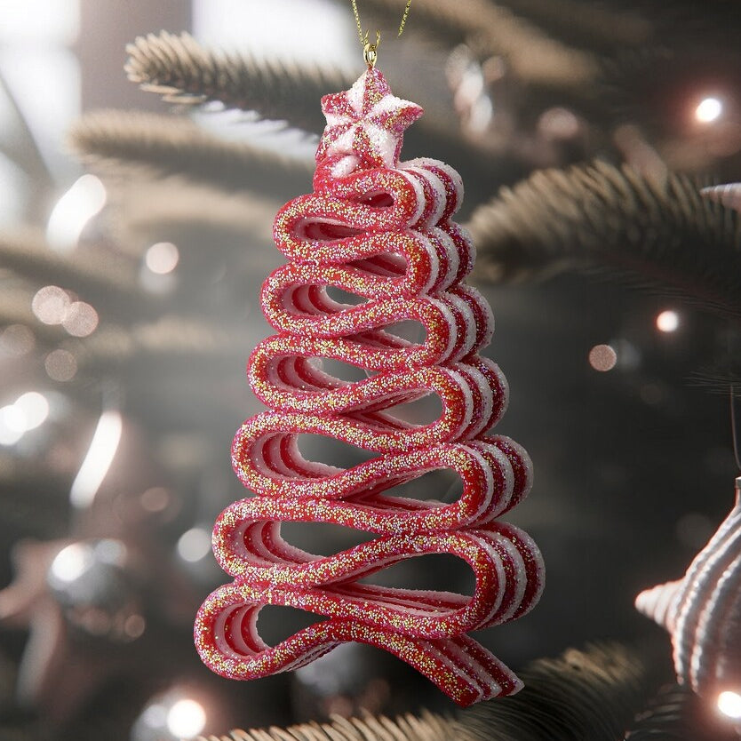 5" Red & White Acrylic Ribbon Candy Christmas Tree Ornament MTX67924