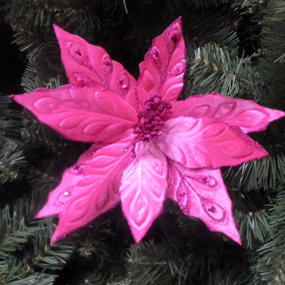 Regency Velvet/Sequin Poinsettia Stem MTX70427
