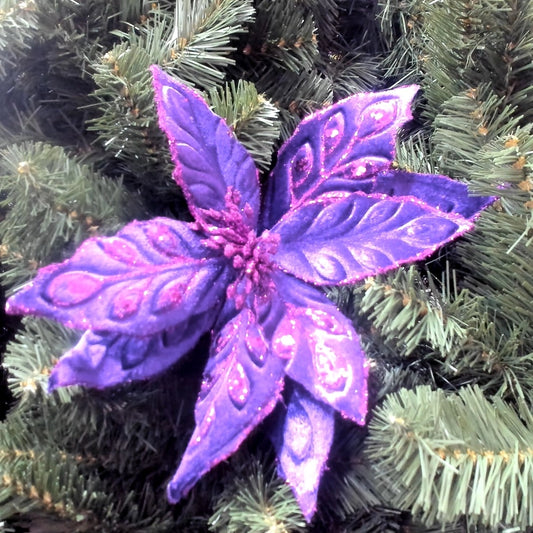 Regency Velvet/Sequin Poinsettia Stem MTX70427