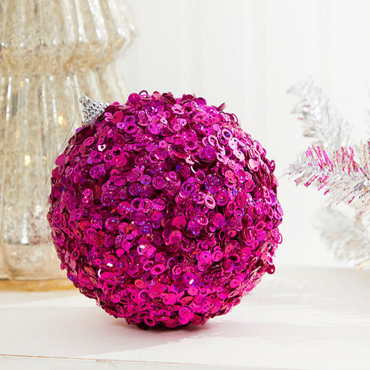 4.5" Pink Glamour Sequin Ball Ornament MTX70511