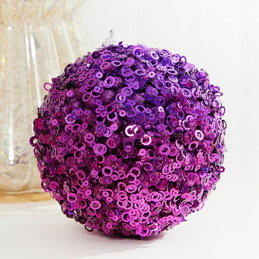 4.5" Purple Glamour Sequin Ball Ornament MTX70511