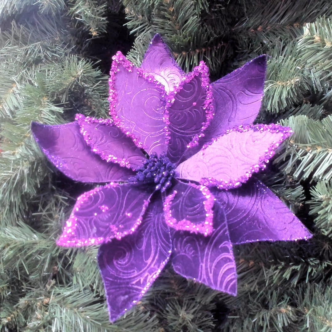 Regency Baroque Velvet Glitter Poinsettia Stem MTX73386
