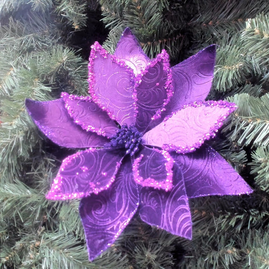 Regency Baroque Velvet Glitter Poinsettia Stem MTX73386