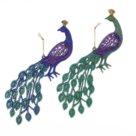 8" Glitter Peacock Ornaments T0905