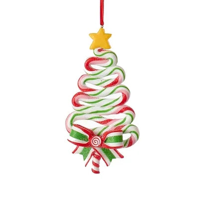 5" Pink, Green, Red & White Candy Cane Tree Ornament T2033