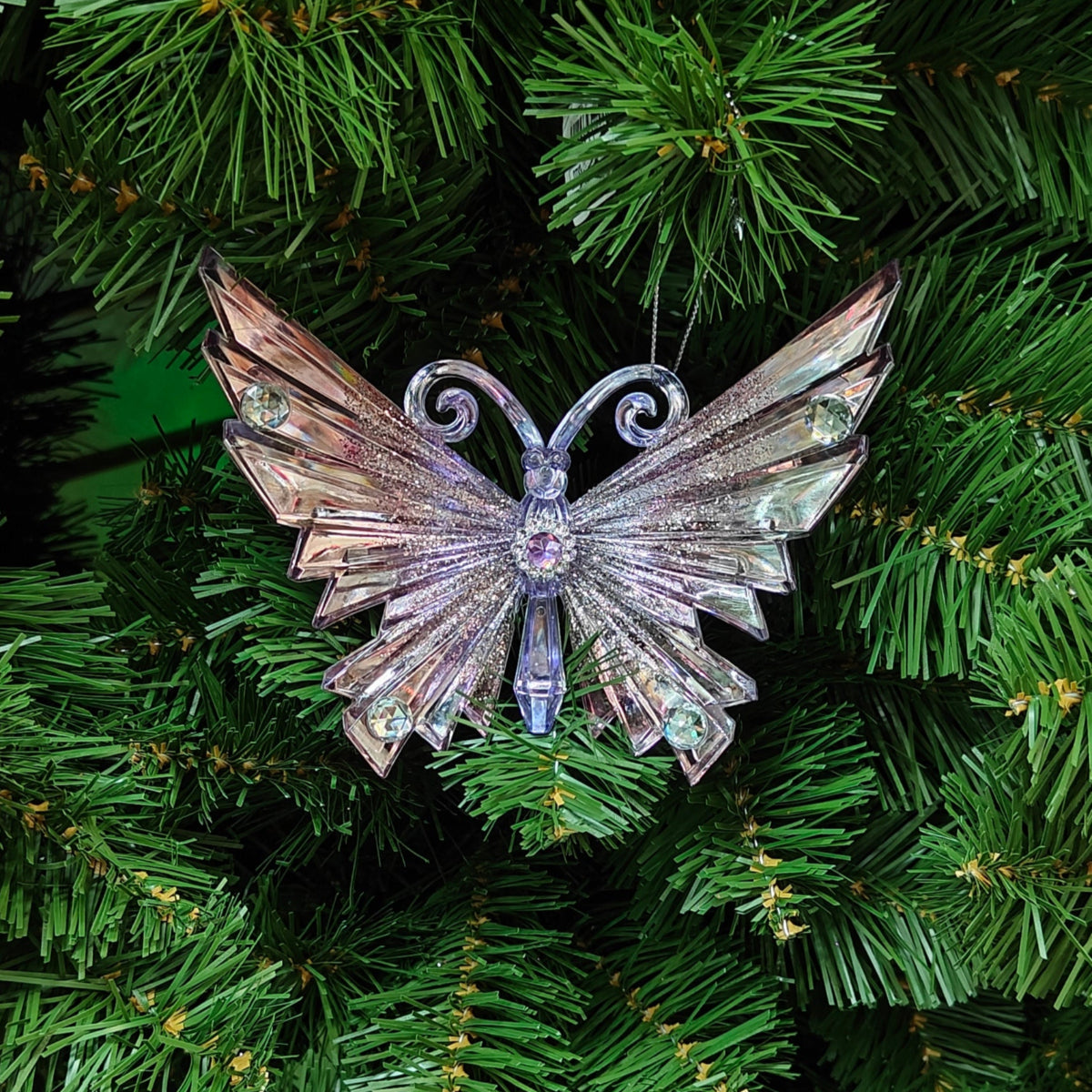 Purple Acrylic Glitter & Jeweled Butterfly or Dragon Ornaments T2788