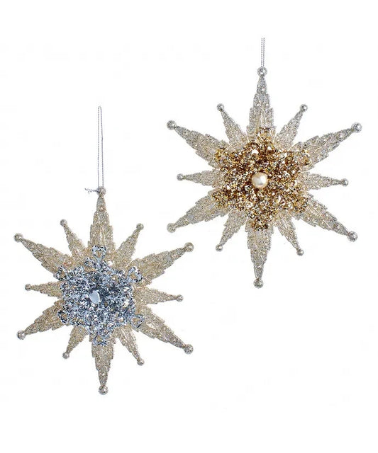 7" Gold & Silver Platinum Snowflake Ornament T3360