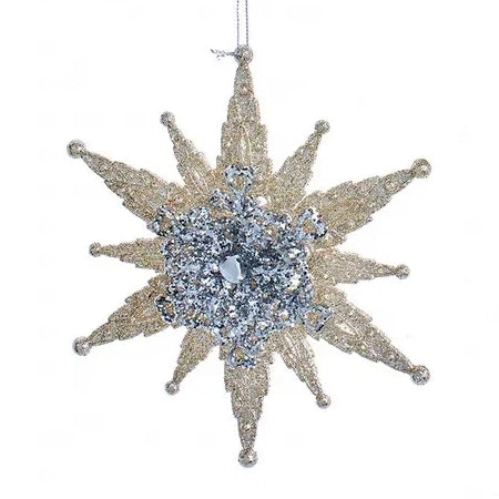 7" Gold & Silver Platinum Snowflake Ornament T3360