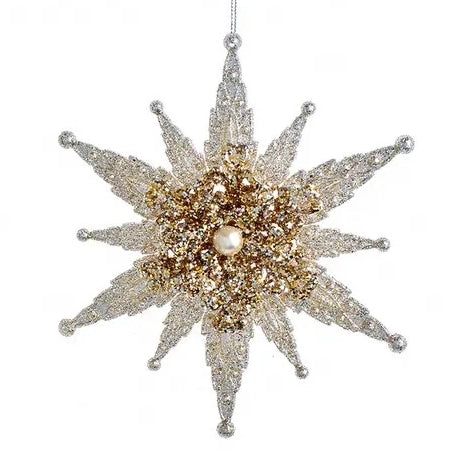 7" Gold & Silver Platinum Snowflake Ornament T3360
