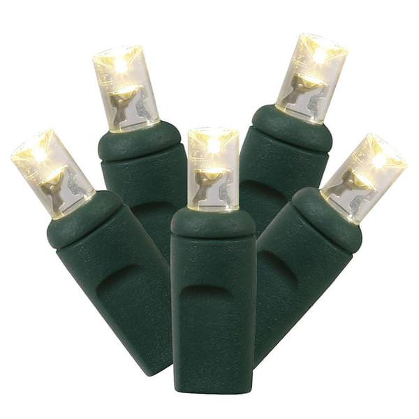 50-Count Warm White Frost 5MM LED Christmas Lights, 25 ft Green Wire UL4100WWF