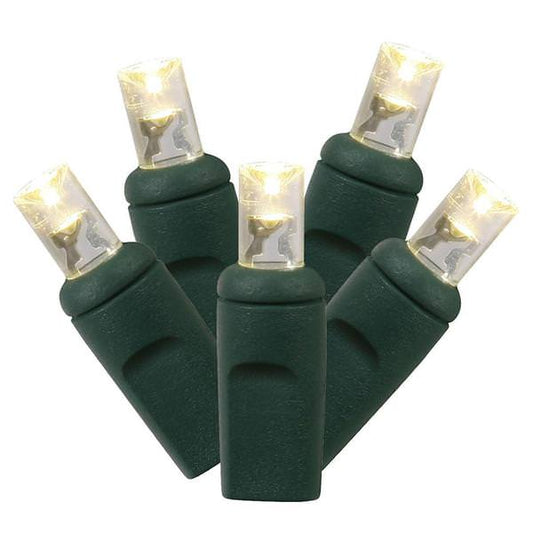 50-Count Warm White Frost 5MM LED Christmas Lights, 25 ft Green Wire UL4100WWF