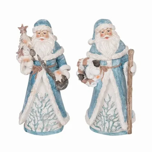 Coastal Glitz Santa Figurine (Set Of 2) Y7528