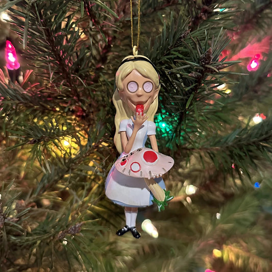 Alice in Wonderland Eating Magic Mushrooms Funny Christmas Ornaments 0993