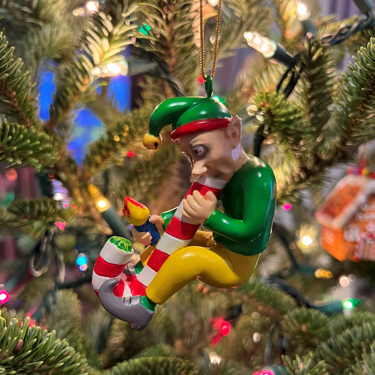 Candy Cane Bong Elf Funny Weed Christmas Ornament 0337