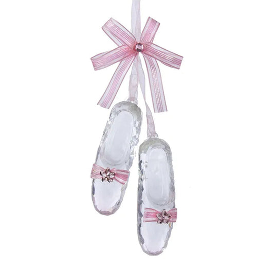 3" Acrylic Pink Ballet Shoes With Bow and Jewel Ornament D1345